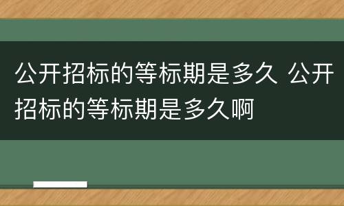 公开招标的等标期是多久 公开招标的等标期是多久啊