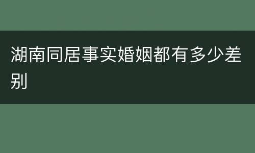 湖南同居事实婚姻都有多少差别