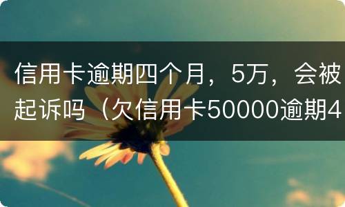 信用卡逾期四个月，5万，会被起诉吗（欠信用卡50000逾期4个月）