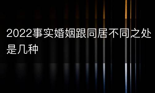 2022事实婚姻跟同居不同之处是几种