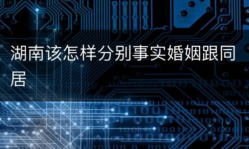湖南该怎样分别事实婚姻跟同居