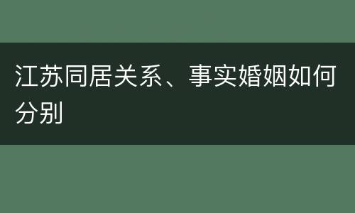 江苏同居关系、事实婚姻如何分别
