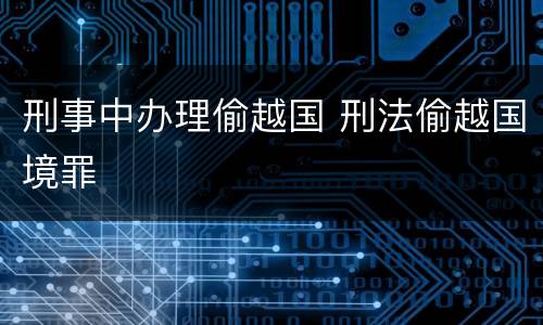 刑事中办理偷越国 刑法偷越国境罪