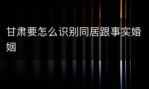 甘肃要怎么识别同居跟事实婚姻