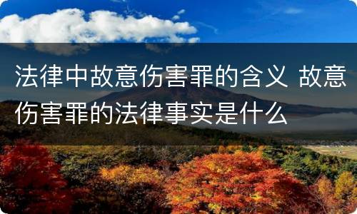 法律中故意伤害罪的含义 故意伤害罪的法律事实是什么