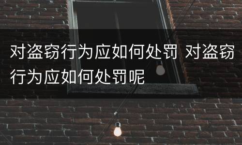 对盗窃行为应如何处罚 对盗窃行为应如何处罚呢