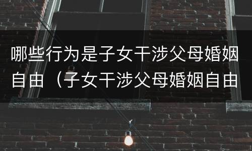 哪些行为是子女干涉父母婚姻自由（子女干涉父母婚姻自由的界定）