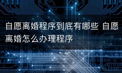 自愿离婚程序到底有哪些 自愿离婚怎么办理程序