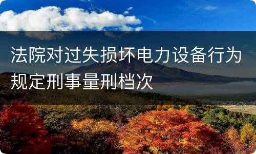 法院对过失损坏电力设备行为规定刑事量刑档次
