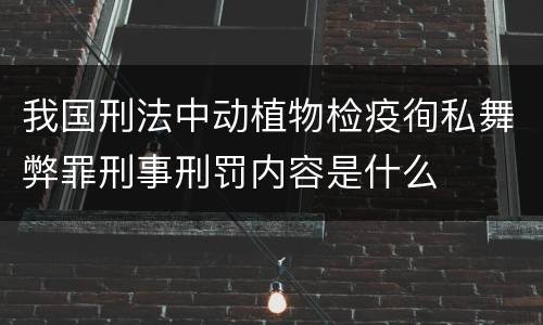 我国刑法中动植物检疫徇私舞弊罪刑事刑罚内容是什么