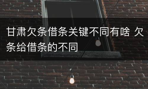 甘肃欠条借条关键不同有啥 欠条给借条的不同