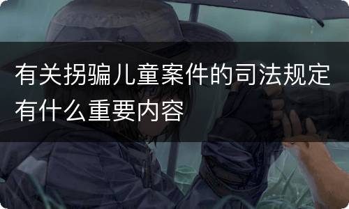 有关拐骗儿童案件的司法规定有什么重要内容