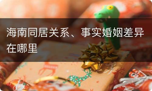 海南同居关系、事实婚姻差异在哪里