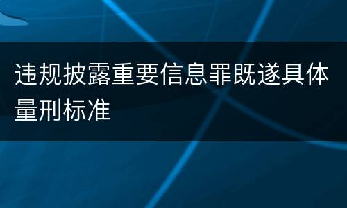 违规披露重要信息罪既遂具体量刑标准