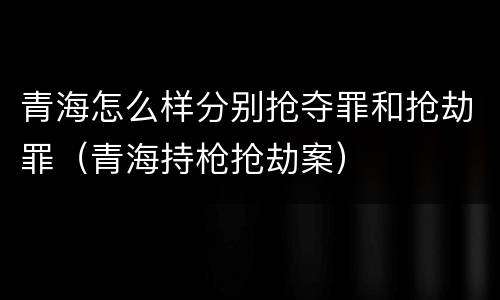 青海怎么样分别抢夺罪和抢劫罪（青海持枪抢劫案）