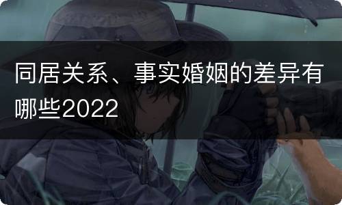 同居关系、事实婚姻的差异有哪些2022