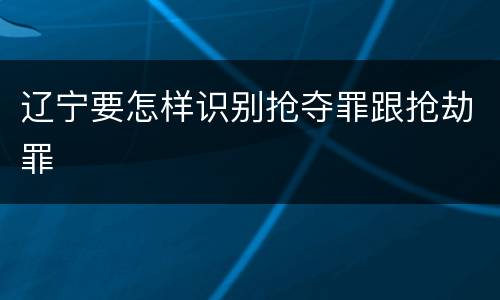 辽宁要怎样识别抢夺罪跟抢劫罪