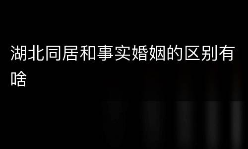 湖北同居和事实婚姻的区别有啥