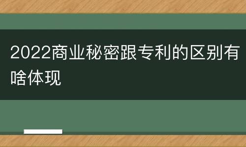 2022商业秘密跟专利的区别有啥体现