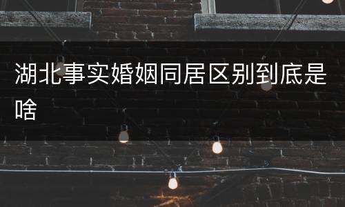 湖北事实婚姻同居区别到底是啥