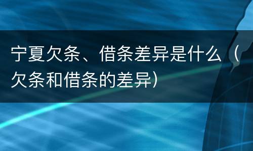 宁夏欠条、借条差异是什么（欠条和借条的差异）