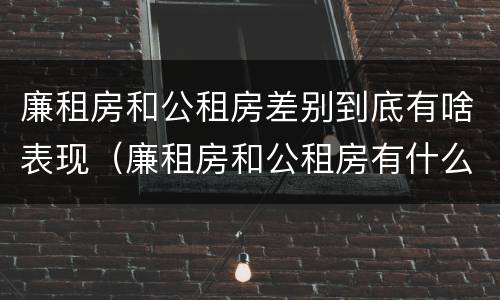 廉租房和公租房差别到底有啥表现（廉租房和公租房有什么差别）