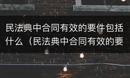 民法典中合同有效的要件包括什么（民法典中合同有效的要件包括什么内容）