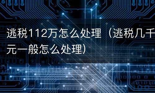 逃税112万怎么处理（逃税几千元一般怎么处理）