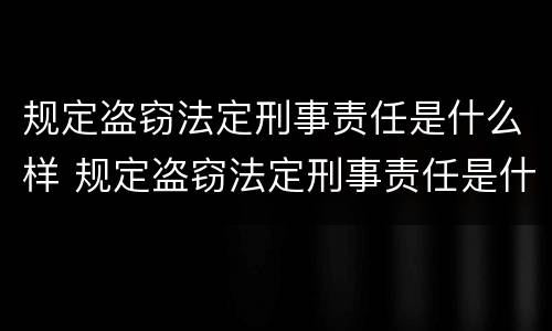 规定盗窃法定刑事责任是什么样 规定盗窃法定刑事责任是什么样的案例