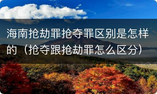 海南抢劫罪抢夺罪区别是怎样的（抢夺跟抢劫罪怎么区分）