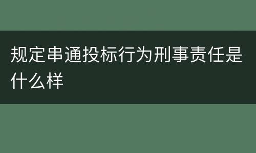 规定串通投标行为刑事责任是什么样