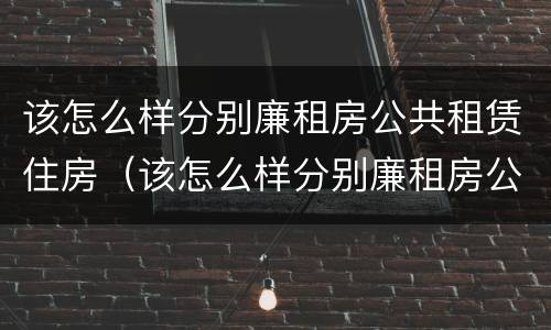 该怎么样分别廉租房公共租赁住房（该怎么样分别廉租房公共租赁住房和住房）