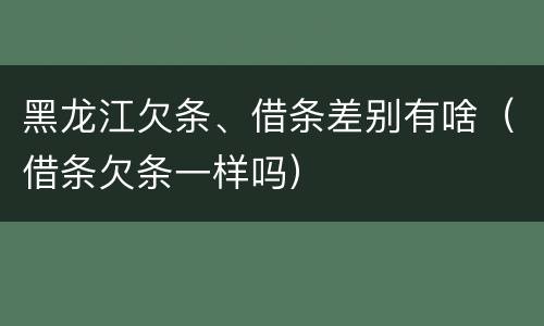 黑龙江欠条、借条差别有啥（借条欠条一样吗）