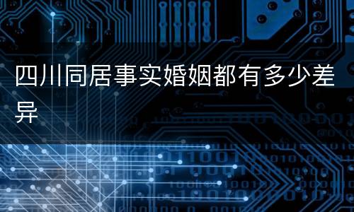 四川同居事实婚姻都有多少差异