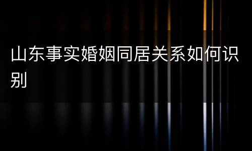 山东事实婚姻同居关系如何识别