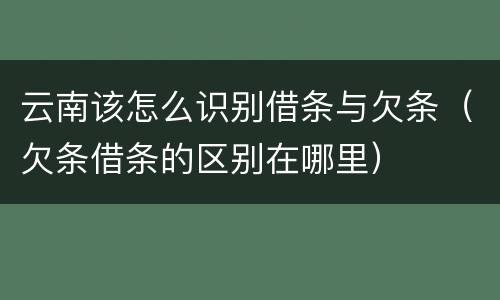 云南该怎么识别借条与欠条（欠条借条的区别在哪里）