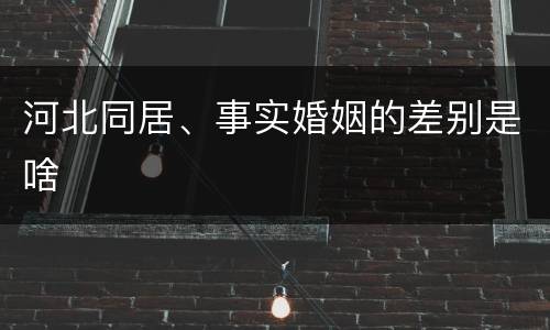 河北同居、事实婚姻的差别是啥