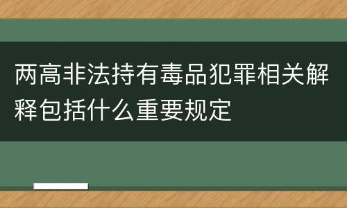 两高非法持有毒品犯罪相关解释包括什么重要规定