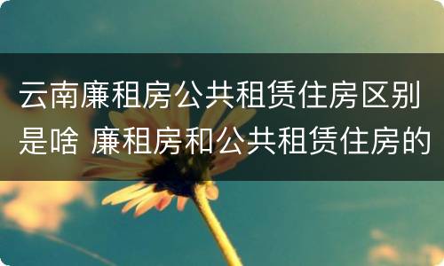 云南廉租房公共租赁住房区别是啥 廉租房和公共租赁住房的区别