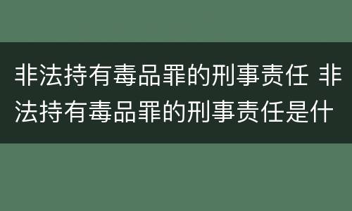 非法持有毒品罪的刑事责任 非法持有毒品罪的刑事责任是什么
