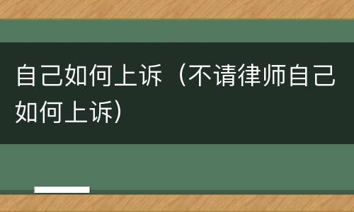 自己如何上诉（不请律师自己如何上诉）