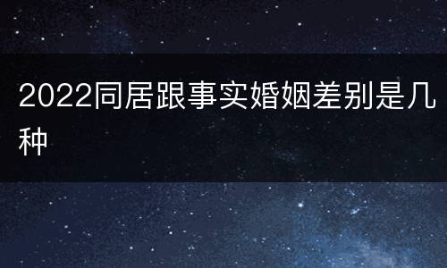 2022同居跟事实婚姻差别是几种