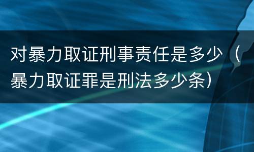 对暴力取证刑事责任是多少（暴力取证罪是刑法多少条）