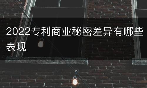 2022专利商业秘密差异有哪些表现