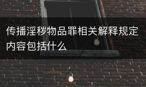 传播淫秽物品罪相关解释规定内容包括什么