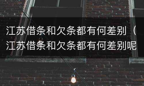江苏借条和欠条都有何差别（江苏借条和欠条都有何差别呢）