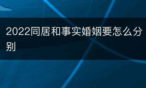 2022同居和事实婚姻要怎么分别
