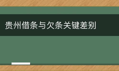 贵州借条与欠条关键差别
