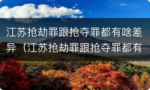 江苏抢劫罪跟抢夺罪都有啥差异（江苏抢劫罪跟抢夺罪都有啥差异呢）