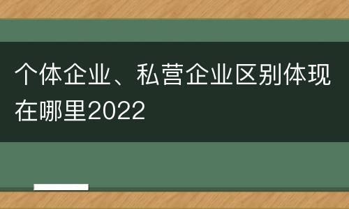 个体企业、私营企业区别体现在哪里2022